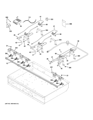 Gas & Burner Parts Diagram and Parts List for CGU366P2M1S1  General Electric Cooktop