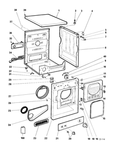 CABINET Diagram and Parts List for CDM2000RW449  General Electric Dryer