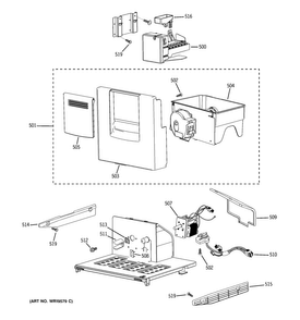 Ice Maker & Dispenser Diagram and Parts List for PSB42LGRWV  General Electric Refrigerator