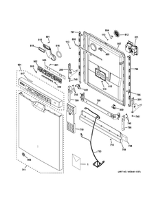 Escutcheon And Door Assembly Diagram and Parts List for GDF640HGM2BB  General Electric Dishwasher