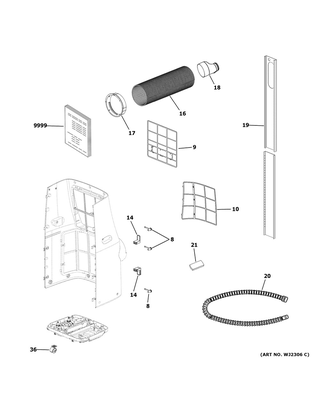 Part Location Diagram of WJ26X24896 GE REMOTE CONTROL