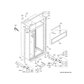 Case Parts Diagram and Parts List for CSB48YP2NMS1  General Electric Refrigerator