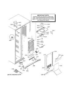 Freezer Section Diagram and Parts List for PSS28KYHBCFS  General Electric Refrigerator