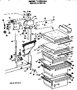 Fresh Food Section Diagram and Parts List for TFE22ZMA  General Electric Refrigerator