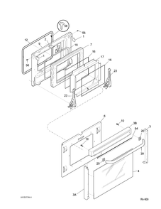 DOOR Diagram and Parts List for 14501-1  General Electric Range