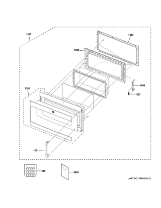 Door Parts Diagram and Parts List for PSA9240SF5SS  General Electric Microwave Oven Combo