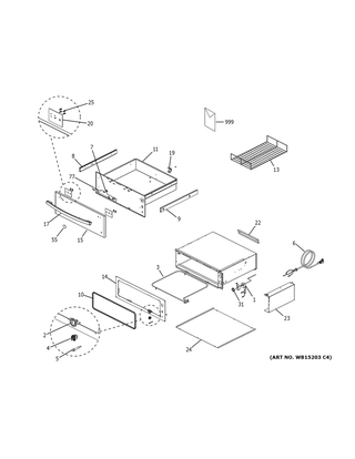 Warming Drawer Diagram and Parts List for PKW7000SN1SS  General Electric Range