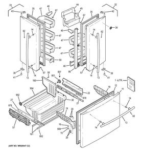 Doors Diagram and Parts List for GFCE1NFBFDSS  General Electric Refrigerator