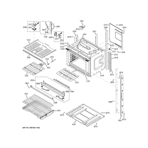 Upper Oven Diagram and Parts List for CTD90FP4N5W2  General Electric Wall Oven