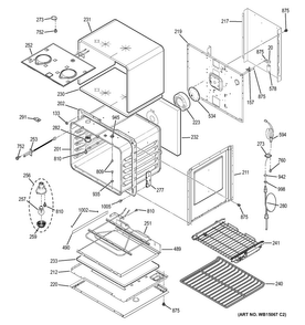 Upper Oven Diagram and Parts List for CT959ST2SS  General Electric Wall Oven