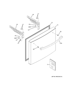 Freezer Door Diagram and Parts List for GNE25JGKZFBB  General Electric Refrigerator