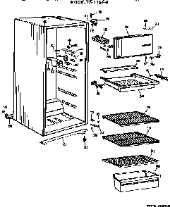 Cabinet Parts Diagram and Parts List for TA11SFB  General Electric Refrigerator