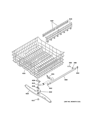 Part Location Diagram of WG04L05375 GE DISHWASHER UPPER RACK KI