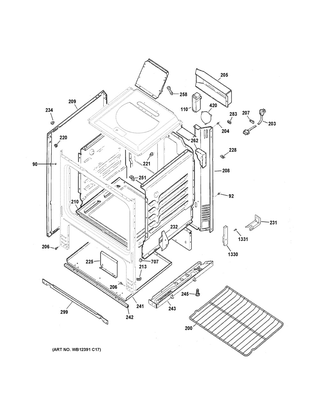 Body Parts Diagram and Parts List for RGBS100DM2WW  General Electric Range