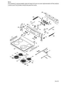 CONTROL PANEL & COOKTOP Diagram and Parts List for JCBS660SK1SS  General Electric Range