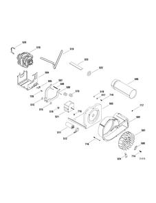 BLOWER & DRIVE Diagram and Parts List for UPVH890EJ0MG  General Electric Dryer