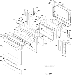 DOOR PARTS Diagram and Parts List for PCGB980SET2SS  General Electric Range