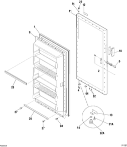 DOOR Diagram and Parts List for 87140-2  General Electric Freezer