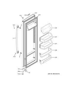 Fresh Food Door Diagram and Parts List for XSS25GSHMCSS  General Electric Refrigerator
