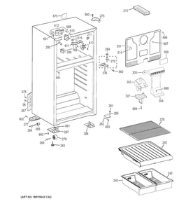 Cabinet Diagram and Parts List for HTR16BBEMRWW  Hotpoint Refrigerator