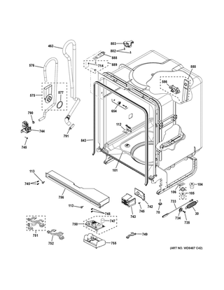 Body Parts Diagram and Parts List for GDF510PGM0BB  General Electric Dishwasher