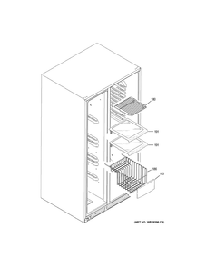 Freezer Shelves Diagram and Parts List for GZS22DGJPFWW  General Electric Refrigerator