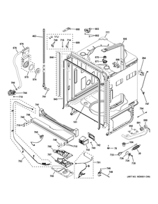 Body Parts (1) Diagram and Parts List for PDT715SYV0FS  General Electric Dishwasher
