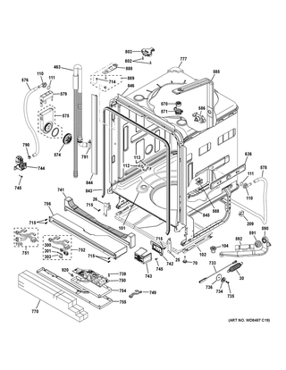 Part Location Diagram of WD21X32161 GE MACHINE CONTROL BOARD