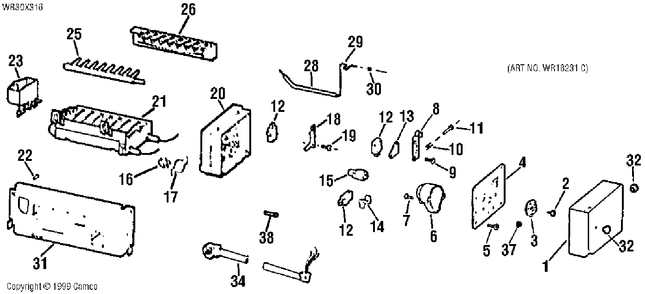 Part Location Diagram of WR29X205 GE ARM SHUT-OFF
