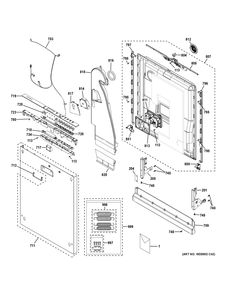 Escutcheon And Door Assembly Diagram and Parts List for ZDT925SINBII  General Electric Dishwasher