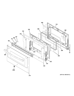 LOWER DOOR Diagram and Parts List for PGB960EEJ4ES  General Electric Range