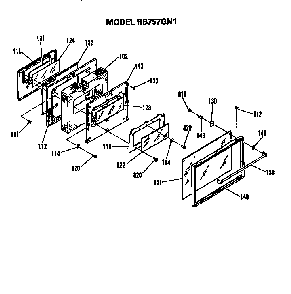 Door Diagram and Parts List for RB757GN1KK  Hotpoint Range
