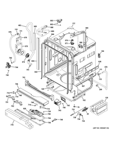 Body Parts Diagram and Parts List for PDT760SIJ7II  General Electric Dishwasher