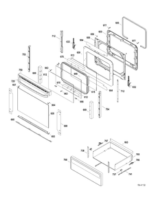 DOOR-DRAWER Diagram and Parts List for JCBP350DT1WW  General Electric Range