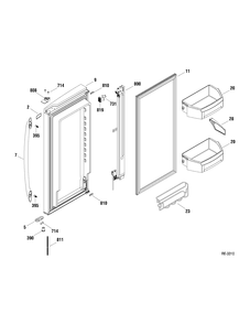 FF DOOR RIGHT Diagram and Parts List for PFRS5NBXASS  General Electric Refrigerator