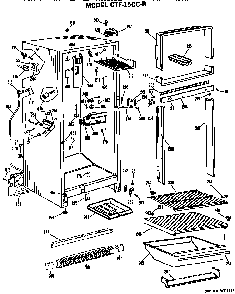 Cabinet Parts Diagram and Parts List for CTF15CCB  Hotpoint Refrigerator