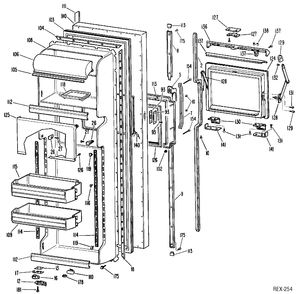 REFRIGERATOR DOOR Diagram and Parts List for TFXC24FLL  General Electric Refrigerator