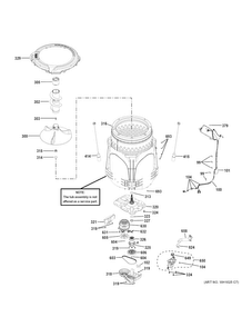 Tub & Motor Diagram and Parts List for GTW460AMJ0WW  General Electric Washer