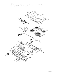 CONTROL PANEL  & COOKTOP Diagram and Parts List for JCS860DF2WW  General Electric Range