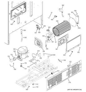 Machine Compartment Diagram and Parts List for GFE26GGHFWW  General Electric Refrigerator