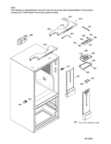FUNCTIONAL PARTS FF Diagram and Parts List for DSRS3KGXGFGS  General Electric Refrigerator