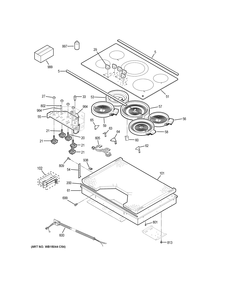 CONTROL PANEL & COOKTOP Diagram and Parts List for JP3036SL2SS  General Electric Cooktop