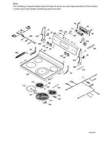 CONTROL PANEL & COOKTOP Diagram and Parts List for JCB730DK1WW  General Electric Range