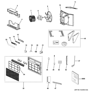 Room Air Conditioner Diagram and Parts List for AWCS24WWF1  General Electric Air Conditioner