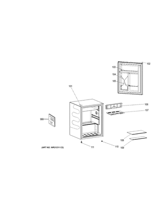 Refrigerator Diagram and Parts List for QHE03GGMABB  General Electric Refrigerator