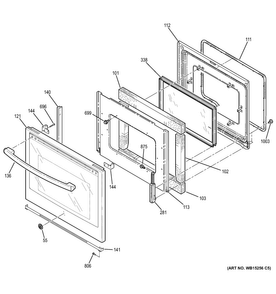 Door Diagram and Parts List for PB930DH3BB  General Electric Range