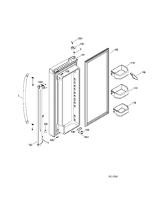 FF DOOR LEFT Diagram and Parts List for GFRS2KBYHSS  General Electric Refrigerator