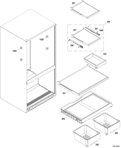FF SHELVES Diagram and Parts List for GBRC0GAXERBB  General Electric Refrigerator