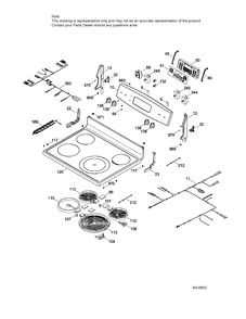 CONTROL PANEL & COOKTOP Diagram and Parts List for JCB730DF3WW  General Electric Range