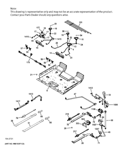 GAS & BURNER PARTS Diagram and Parts List for PCGS950SEF1SS  General Electric Range